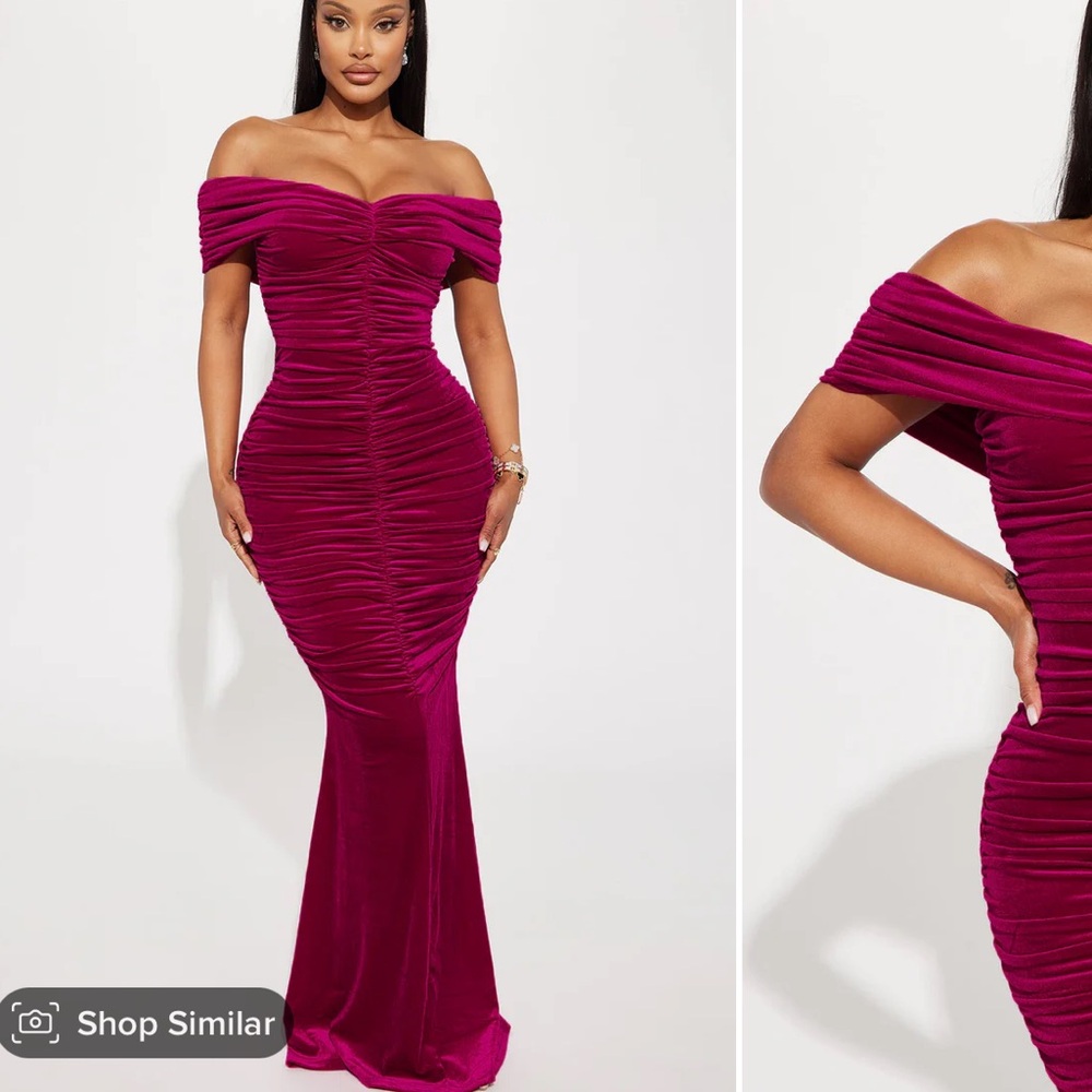 Fashion Nova Karissa Velvet Maxi - Fushia